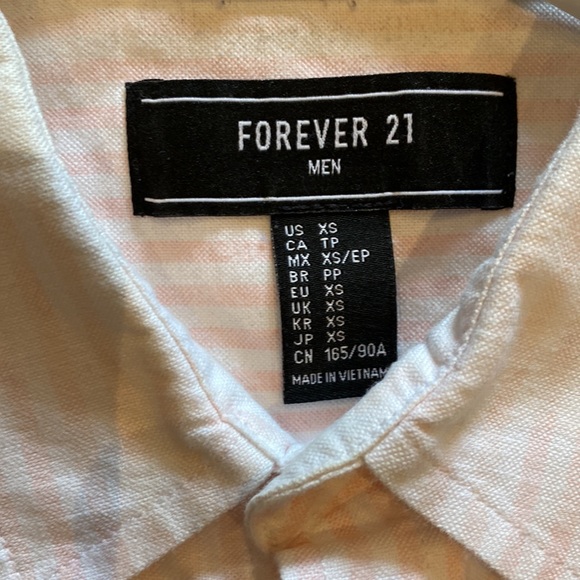 White and Pink pin stripped forever 21 mens dress shirt - Picture 3 of 3